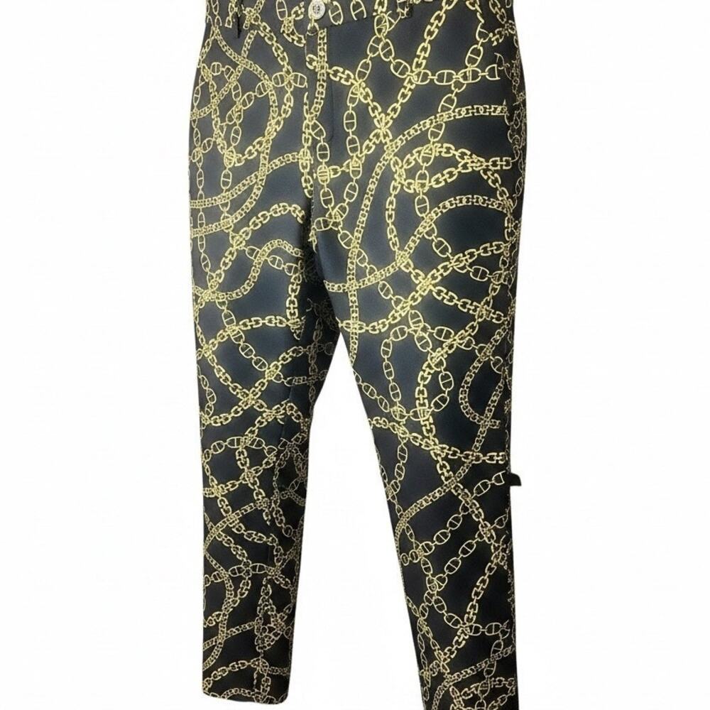 Michael Kors Black Pants with Gold Chains 10P NWOT